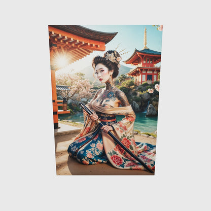 Cherry Blossom Warrior – Traditional Japanese Temple Canvas Print