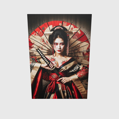 Intense Bloom Warrior - Geisha with Katana and Umbrella Canvas Print