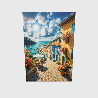 Italian Coast Canvas Art - Coastal Village Print, Mediterranean Decor