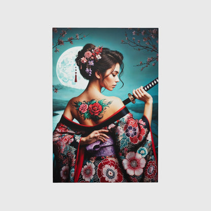 Moonlit Geisha – Elegant Samurai Canvas Print