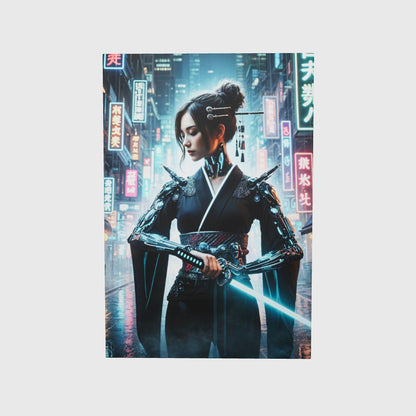 Neon Blade Geisha - Cyberpunk Warrior Canvas Print
