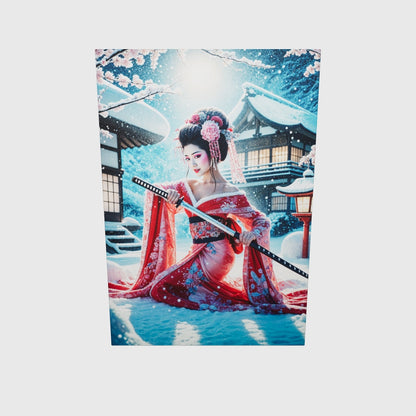 Scarlet Blossom Warrior - Elegant Geisha Katana Canvas Print