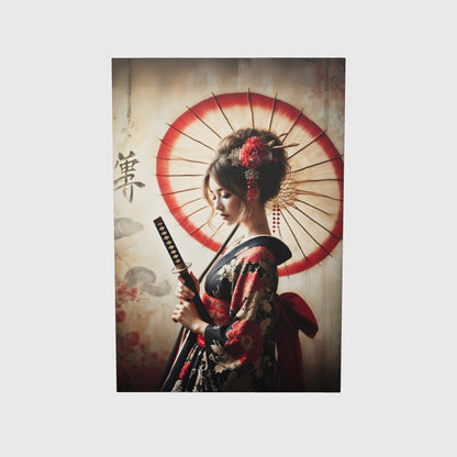 Serene Warrior Geisha - Katana & Umbrella Canvas Art